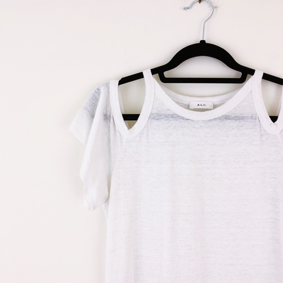 A.L.C. Tops - A.L.C. white Linen Cold Shoulder Short Sleeve Tee